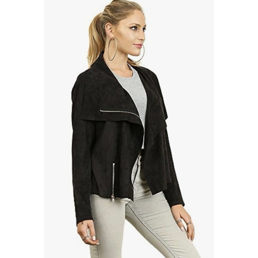 UMGEE Size M Live Life On The Edge Faux Suede Moto Jacket Fall Boho Biker Edgy